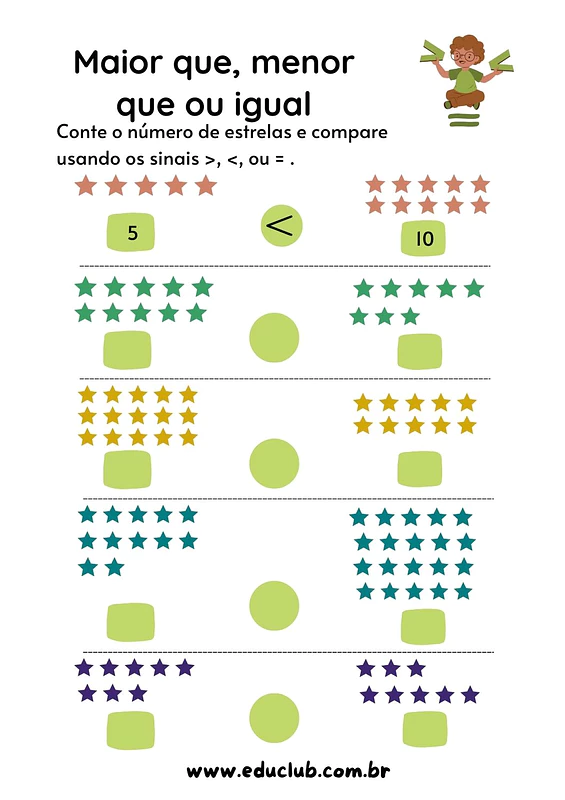 Atividades sinal de maior e menor | Educlub
